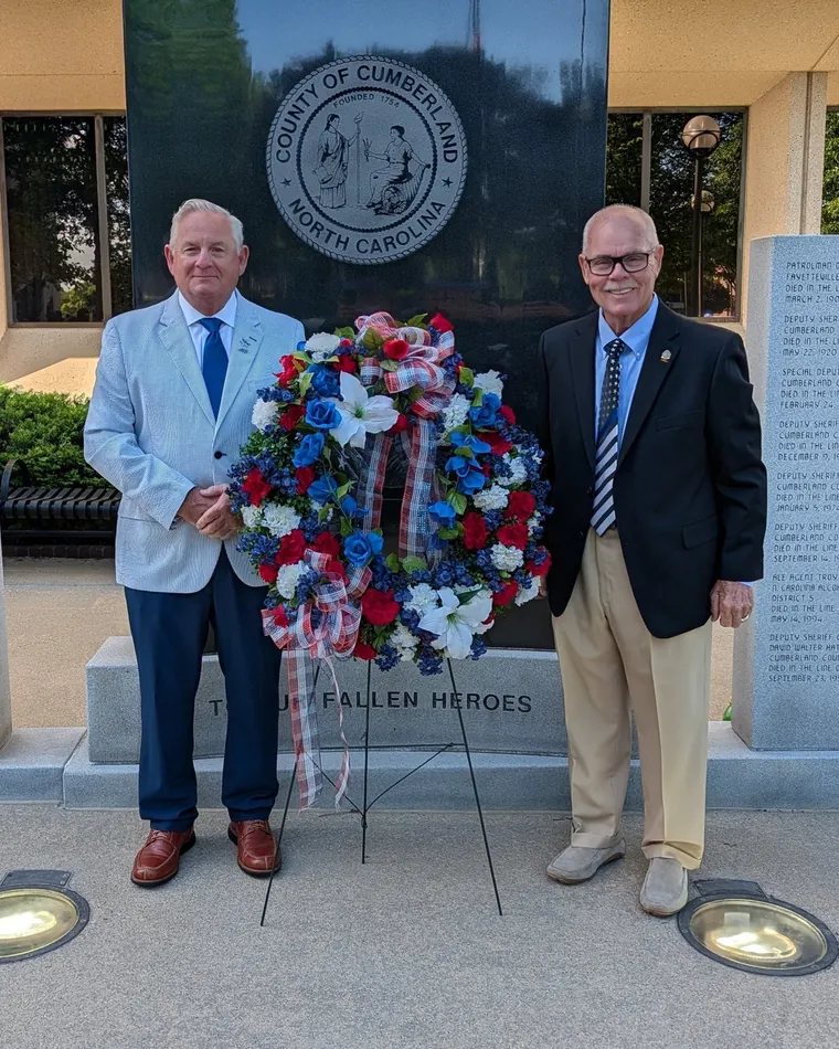LaRue Windham, right, at the Cumberland County law enforcement memorial